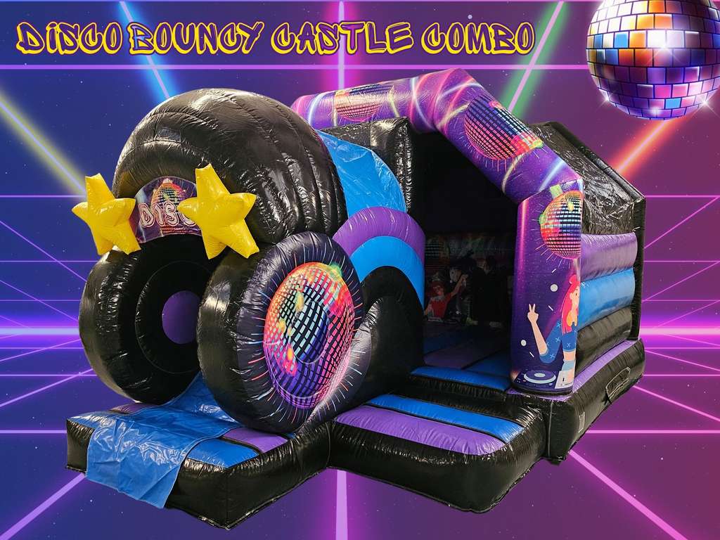 Disco 3D Bouncy Castle Slide Combo hire in Guildford