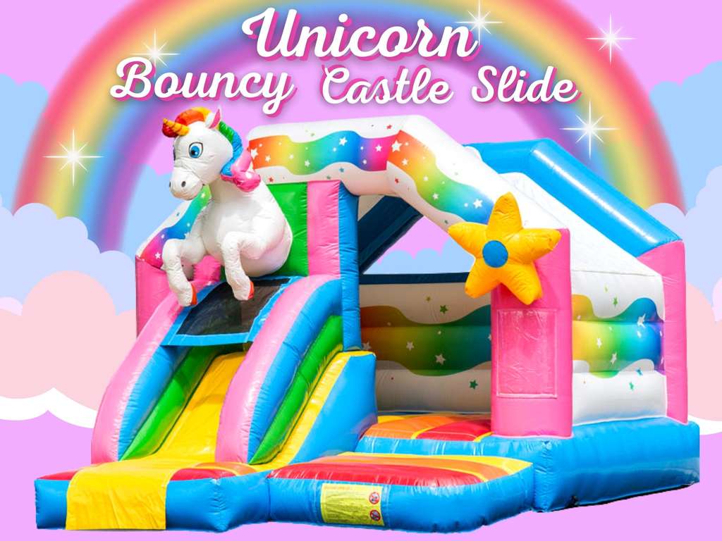 Unicorn Bouncy Castle with Slide 16ft x 13ft Unicorn Bouncy Castle with Slide 16ft x 13ft